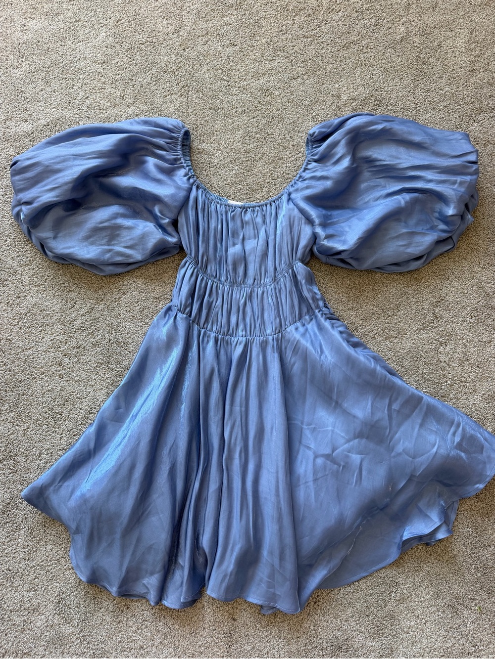 Women’s &merci Puff Sleeve Blue Dress- Size Large